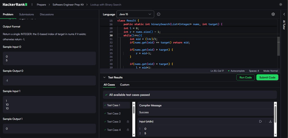 cha84587's tweet image. Day 2 of solving the Software Engineering Kit on HackerRank!

1.Find the smallest missing Positive Integer
2.Check Palindrome by Filtering Non-Letters
3.Check for Non Identical String Rotation
4.Lookup Binary Search
5.First Occurence in Event

#HackerRank #100DaysOfCode #Coding