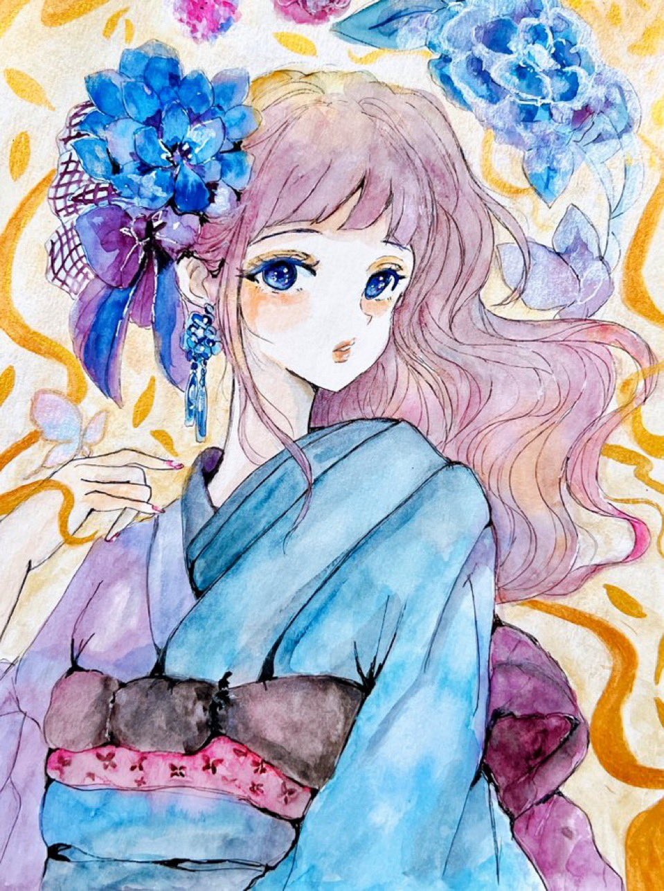 【原画】夜光華　アクリル画 原画】夜光華 アクリル画 原画】夜光華 アクリル画 原画】夜光華
