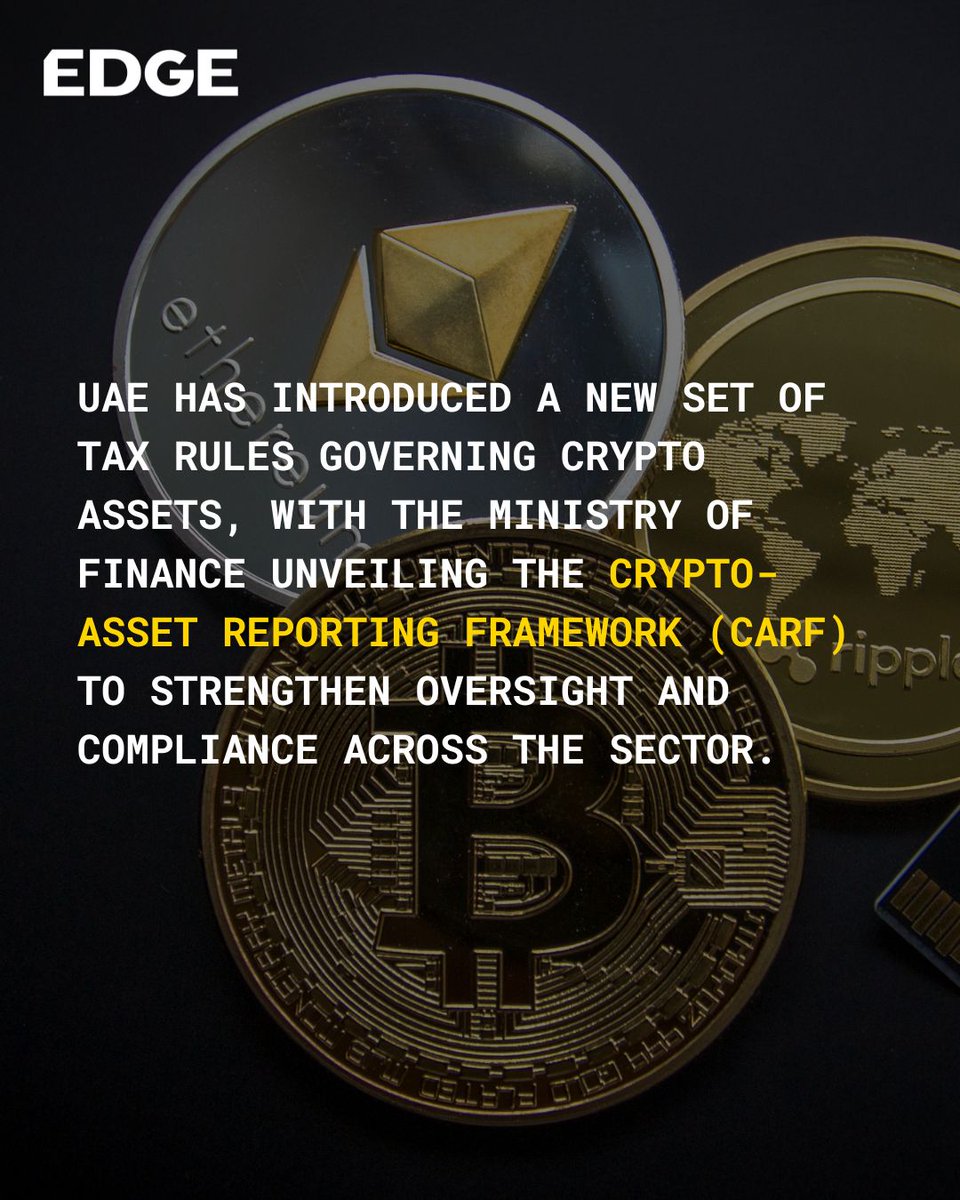 itp_tech's tweet image. UAE has introduced a new set of tax rules governing crypto assets, with the Ministry of Finance unveiling the Crypto-Asset Reporting Framework (CARF) to strengthen oversight and compliance across the sector.
Find out what it requires: loom.ly/lNIpbZc