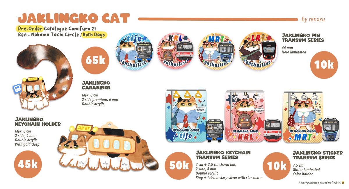 reenxxu's tweet photo. [UPDATE BATCH 2]
🦁 Jaklingko Cat, Seventeen, Transum

📅: 15-16 November 2025
🐠: Nakama Tachi

🔗: https://t.co/CXpebLsMaT

#sebong #mrt #tije #cfxxicatalogue #cf21 #cf21catalogue #comifuro21 #lrt #krl 

𝘮𝘰𝘳𝘦 𝘪𝘯𝘧𝘰𝘴, 𝘤𝘩𝘦𝘤𝘬 𝘰𝘶𝘳 𝘵𝘩𝘳𝘦𝘢𝘥 𝘣𝘦𝘭𝘰𝘸 ᡣ𐭩 https://t.co/75EDmtKNsE