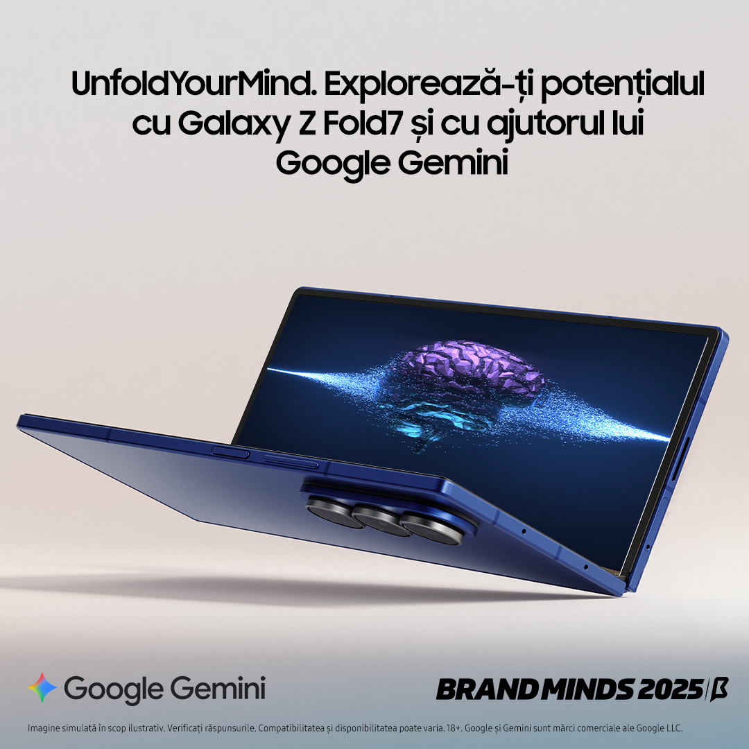BRAND MINDS își deschide agenda, noi vă deschidem noi posibilități. 
Ne vedem acolo cu Galaxy Z Fold7 și Google Gemini!  

#UnfoldYourMind #Samsung
