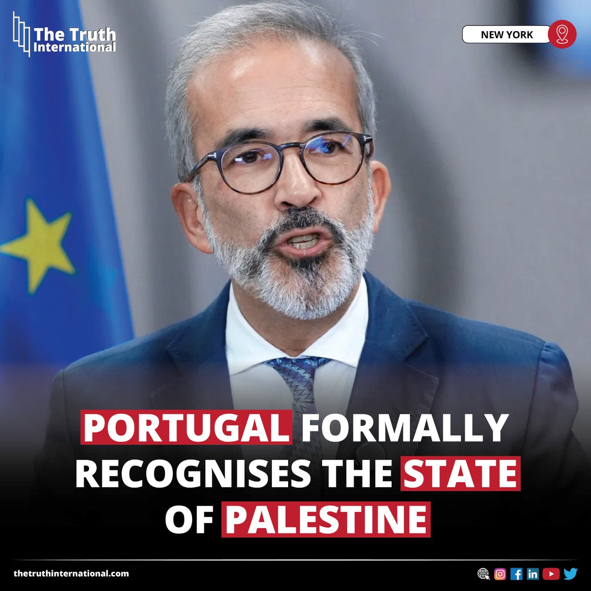 ttimagazine's tweet image. Portugal Formally Recognises the State of Palestine

FOR MORE INFO: thetruthinternational.com/portugal-forma…

#International #Portugal #Formally #Recognises #State #Palestine #NewYork #TTI