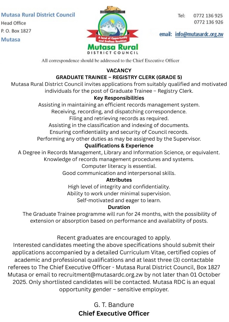 Mutasa Rural District Council tweet media