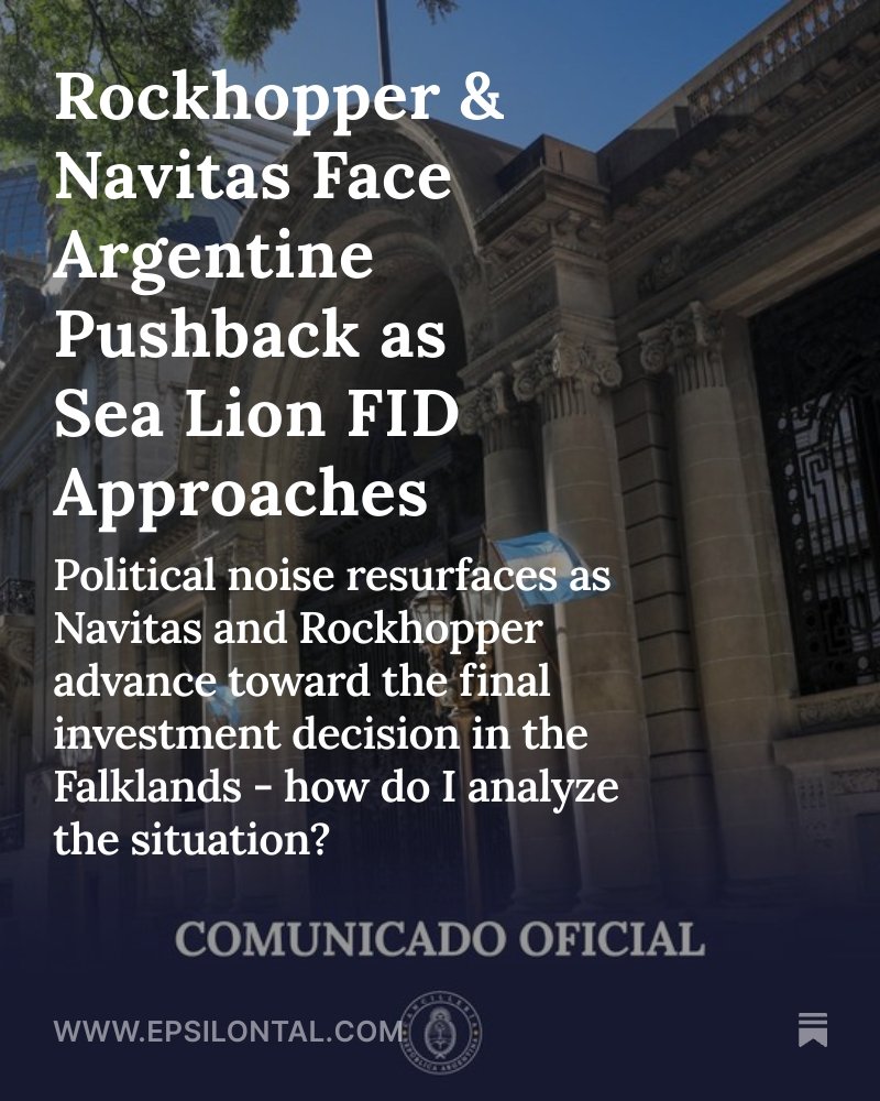 epsilontal's tweet image. Rockhopper &amp;amp; Navitas Face Argentine Pushback as Sea Lion FID Approaches
Political noise resurfaces as Navitas &amp;amp; Rockhopper advance toward the FID in the Falklands.

How Do I Analyze the Situation?

Holding $RKH.L $RKH $NVPT.TA. Not advice or recommendation. Opinion only.