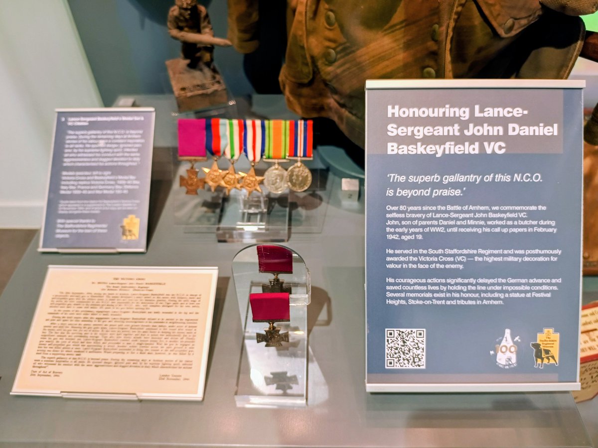 Very special to have Lance Sergeant John Daniel Baskeyfield's Victoria Cross on display in his home city <a href="/PotteriesMuseum/">The Potteries Museum & Art Gallery</a> from <a href="/staffsregiment/">Staffordshire and Mercian Regiment Museum</a> until Sunday 14 December.