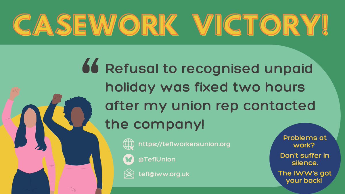 🔥 CASEWORK VICTORY 🔥

A well-known online school tried to deny an examiner their proper annual leave. After one letter from the #union, it was swiftly rectified.

Improper pay? Not on our watch!

#KnowYourRights #solidarity