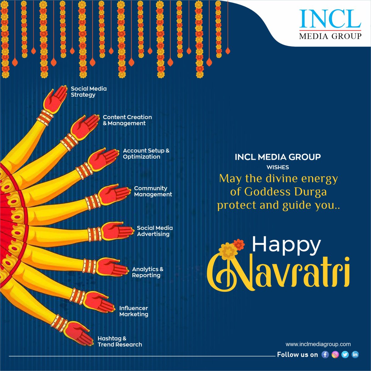 INCLGROUP's tweet image. Happy Navratri!

May the divine blessings of Maa Shailputri, the first form of Maa Durga, fill your life with new beginnings and new journeys. May this auspicious festival bring you strength and happiness.

#Navratri #Day1 #MaaShailputri #ShubhoNavratri