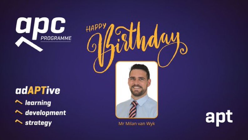 Wishing Mr Milan van Wyk a special birthday today!

#teamAPT