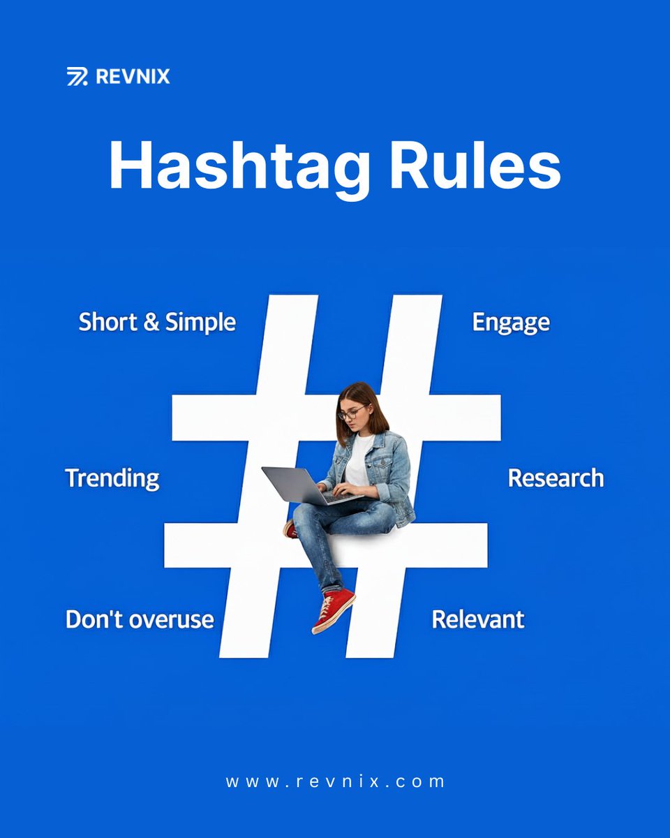 revnixhq's tweet image. ✨ Master the Art of Hashtags ✨
Follow these simple rules to boost engagement, stay relevant, and grow your brand visibility.  

Ready to level up your social media game? 

#HashtagTips #SocialMediaStrategy #ContentMarketing #EngagementBoost #ai #aifirst #aicompany #aitools