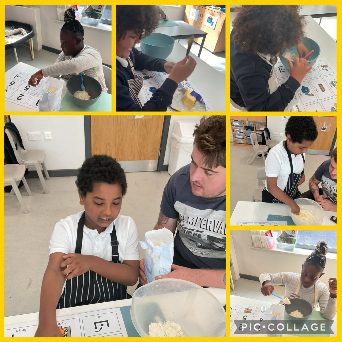 Orchards_School's tweet image. 🍳🧁 Some Riverside 2 children worked hard on counting through baking today—counting eggs &amp;amp; scoops of flour and sugar while using the communication board to share choices. Fun + learning = success! 👏😄
#LearningThroughBaking #MathSkills #Communication #SEND @brightfuturesET