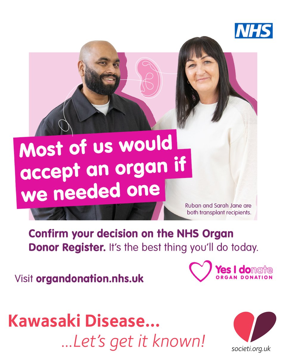 Societi_UK_KD's tweet photo. We’re supporting NHSBT Blood and Transplant for ⭐Organ Donation Week⭐ Although EXTREMELY UNUSUAL, children severely affected by Kawasaki Disease have gone on to receive a new heart. ❤️

https://t.co/rfDfeAD5h3 

#OrganDonation #KawasakiDisease #SocietiFoundation https://t.co/O3u7gLnb0E