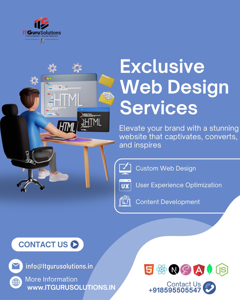 ITGuruSolution's tweet image. ๐ป Create impact with Exclusive Web Design Services!
We build modern, responsive & SEO-friendly websites that grow your business. ๐
๐ itgurusolutions.in | ๐ +91 8595505547
#WebDesign #UIUX #WebDevelopment #DigitalSolutions #ITGuruSolutions
