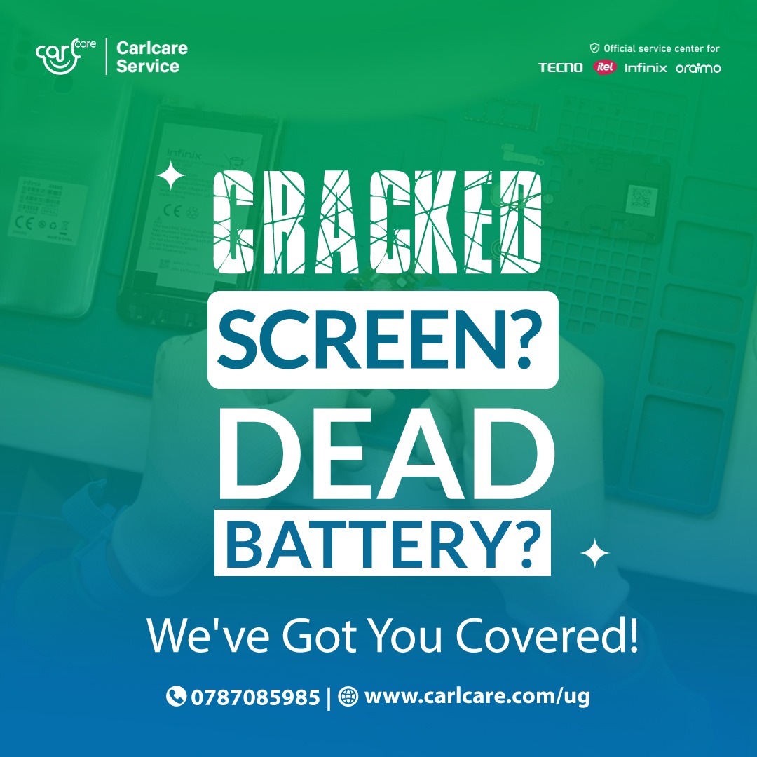 💥 Cracked Screen? 🔋 Dead Battery?
Don’t stress — Carlcare has you covered! ✅

📱 Official service center for TECNO, itel, Infinix 
⚡ Reliable repairs | Genuine parts | Fast service

📞 Call us: 0787085985
🌐 Visit: carlcare.com/ug
#Carlcare #PhoneRepair #TECNO