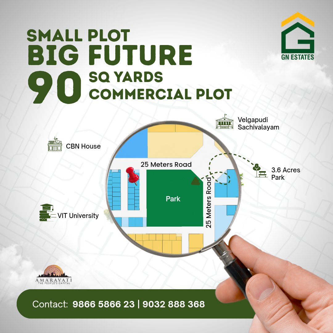 gnestatesdotcom's tweet image. Small Plot. Big Future!

📍90 Sq Yards #CommercialPlot near #vituniversity for sale 

✨ East-Facing | 15.6M Wide Road
✨ Close to N10 &amp;amp; E8 Roads
✨ Landmarks: VIT | #CBNHouse | #Velagapudi Assembly

More updates chat.whatsapp.com/L5bYpOTC1QiLvm…

#RealEstate #amaravati #gnestates #invest