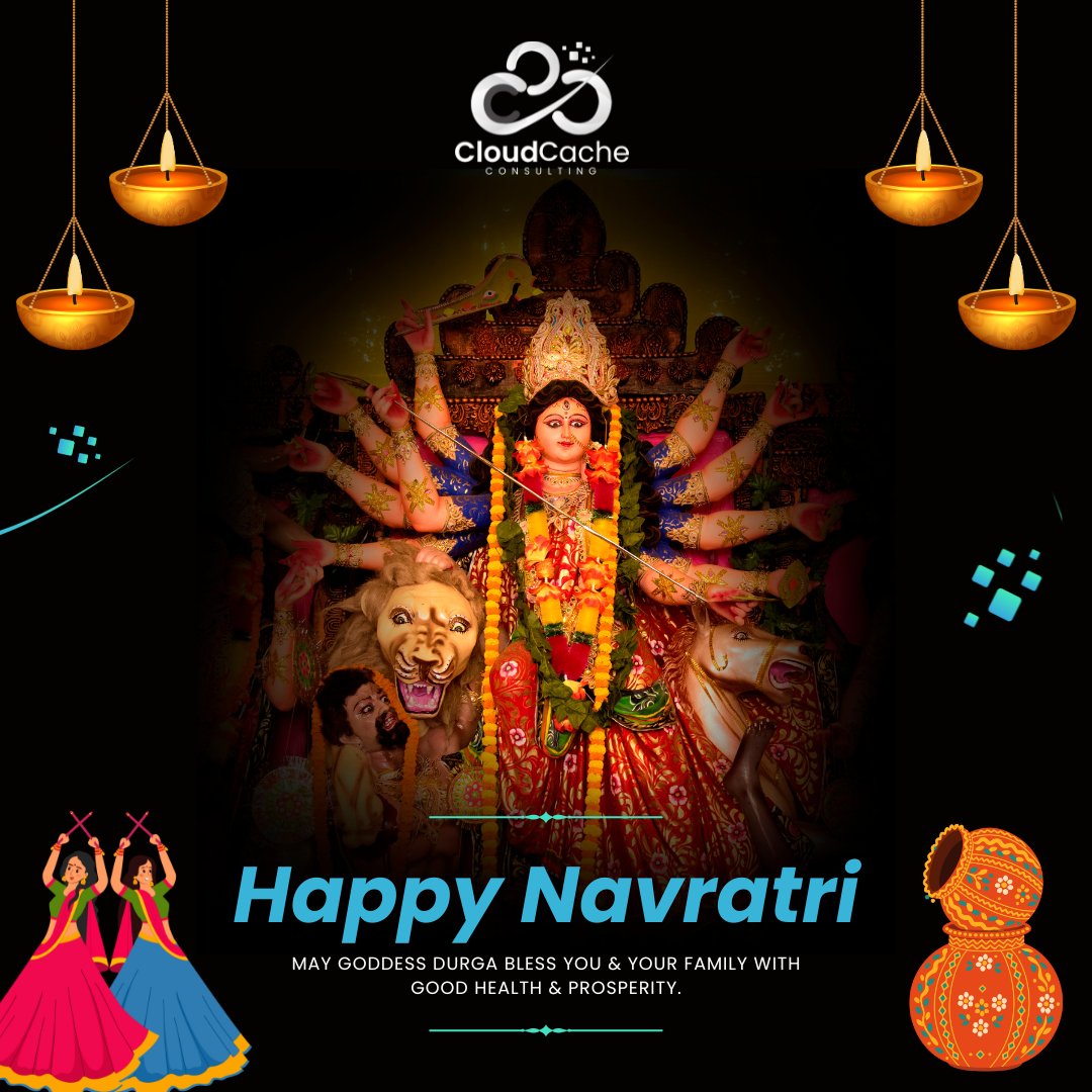 #Navratri reminds us to lead with courage and grace; warm greetings from Team #CloudCache. 🌟

#Navratri #Navratri2025 #HappyNavratri #CloudCacheConsulting #CloudCache #NavratriVibes #Festival #IndianFestival #FestiveSeason