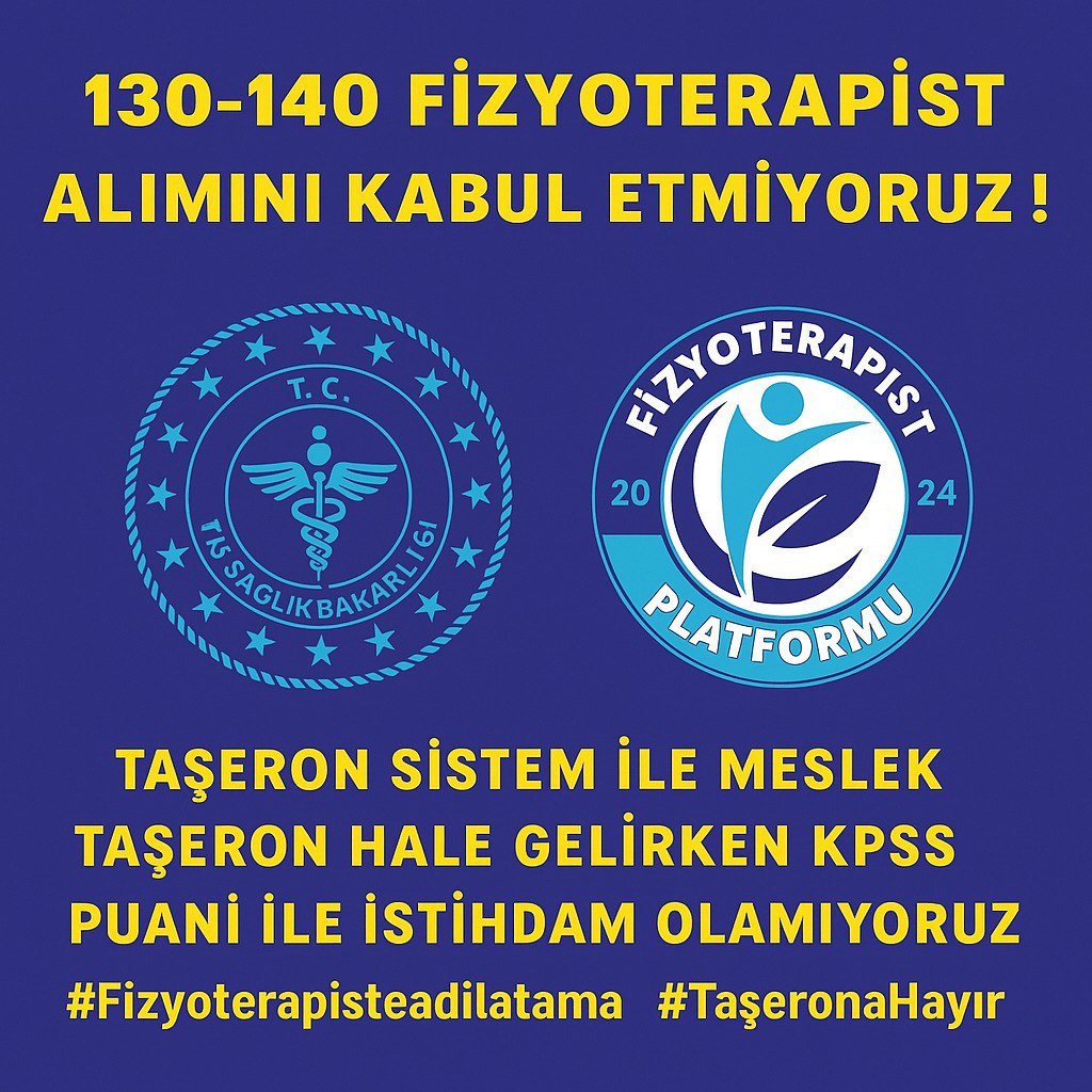 <a href="/drmemisoglu/">Prof. Dr. Kemal Memişoğlu</a> Sayın Bakanım <a href="/drmemisoglu/">Prof. Dr. Kemal Memişoğlu</a>

🔻130–140 Fizyoterapist Alımını Kabul Etmiyoruz!

🔻Sağlık Bakanlığı’nın yaptığı son alımlarda biz fizyoterapistlere ayrılan kadro sayısı, yıllardır verilen emeği ve ülkenin sağlık ihtiyacını görmezden geliyor.

Taşeron sistemi ile mesleğimiz