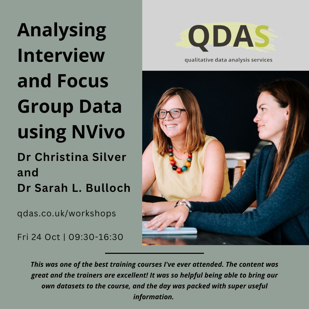 Sarah_L_Bulloch's tweet image. 24th Oct online course #NVivo for analysing interviews and focus-groups. buff.ly/1O6aFl1 #NVivo #QualitativeAnalysis #QDA #QualitativeDataAnalysis #InterviewAnalysis #QualitativeInterviews #FocusGroups
