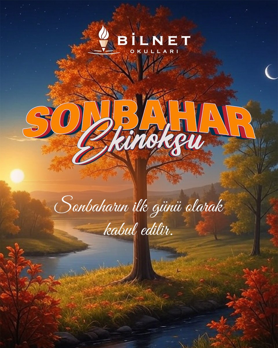 Bugün sonbaharın kapısını aralıyoruz… Sonbahar Ekinoksu ile birlikte gece ve gündüz eşitleniyor. Artık doğa altın sarısı, turuncu ve kızıl tonlara bürünmeye hazırlanıyor. Huzurun, dinginliğin ve yeni başlangıçların mevsimi hoş geldin! 🍂✨

#BilnetOkulları #SonbaharEkinoks