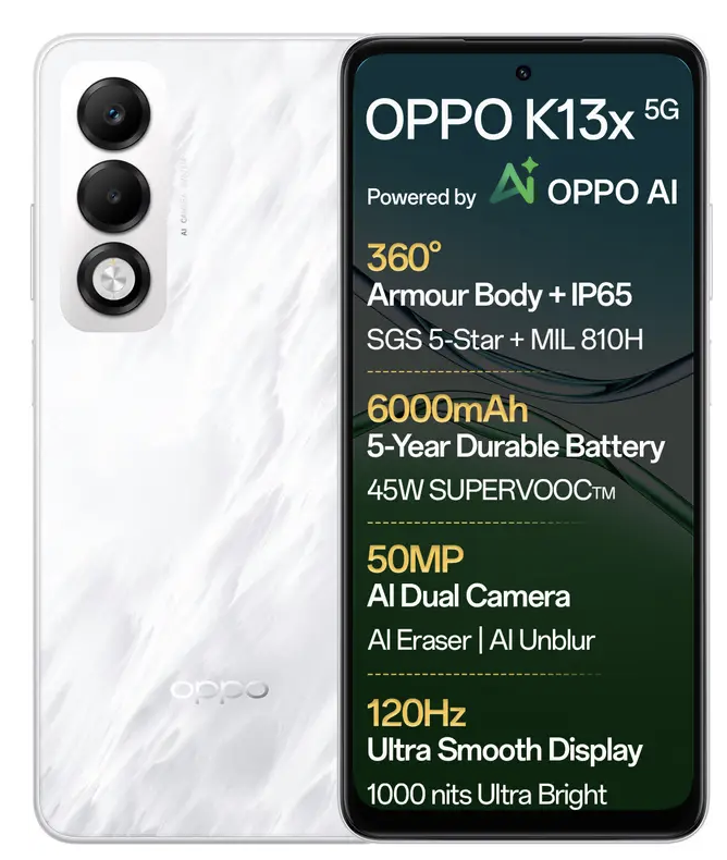 stufflistings's tweet image. Q6. What is the name of the white colour variant of the OPPO K13x?
A. Breeze Blue
B. Mist White
#winOPPOK13x5G #winOPPOK13Turbo5G #OPPOBigBillionDays