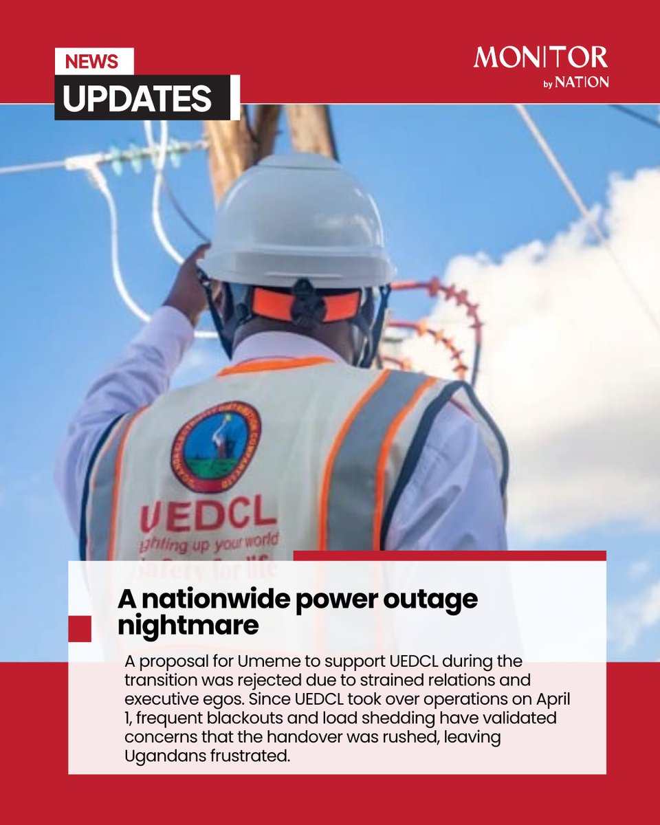 DailyMonitor's tweet image. An earlier assessment by UEDCL indicated that Umeme left behind defects and network related issues to the tune of $85m (Shs310b), with the cost of spare parts and urgent repairs standing at $60m (Shs220b) 

Details: bit.ly/3Vt6tFT
#MonitorUpdates