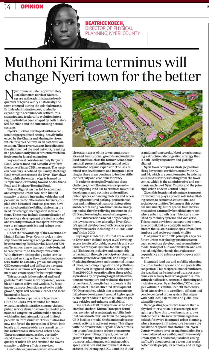 Muthoni Kirima terminus will Change Nyeri town for the better. - Beatrice Koech, Director of Physical Planning, Nyeri County.