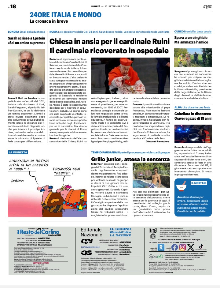 Ore di ansia per la salute del cardinale Ruini #Ruini

Qn, 21 settembre 2025