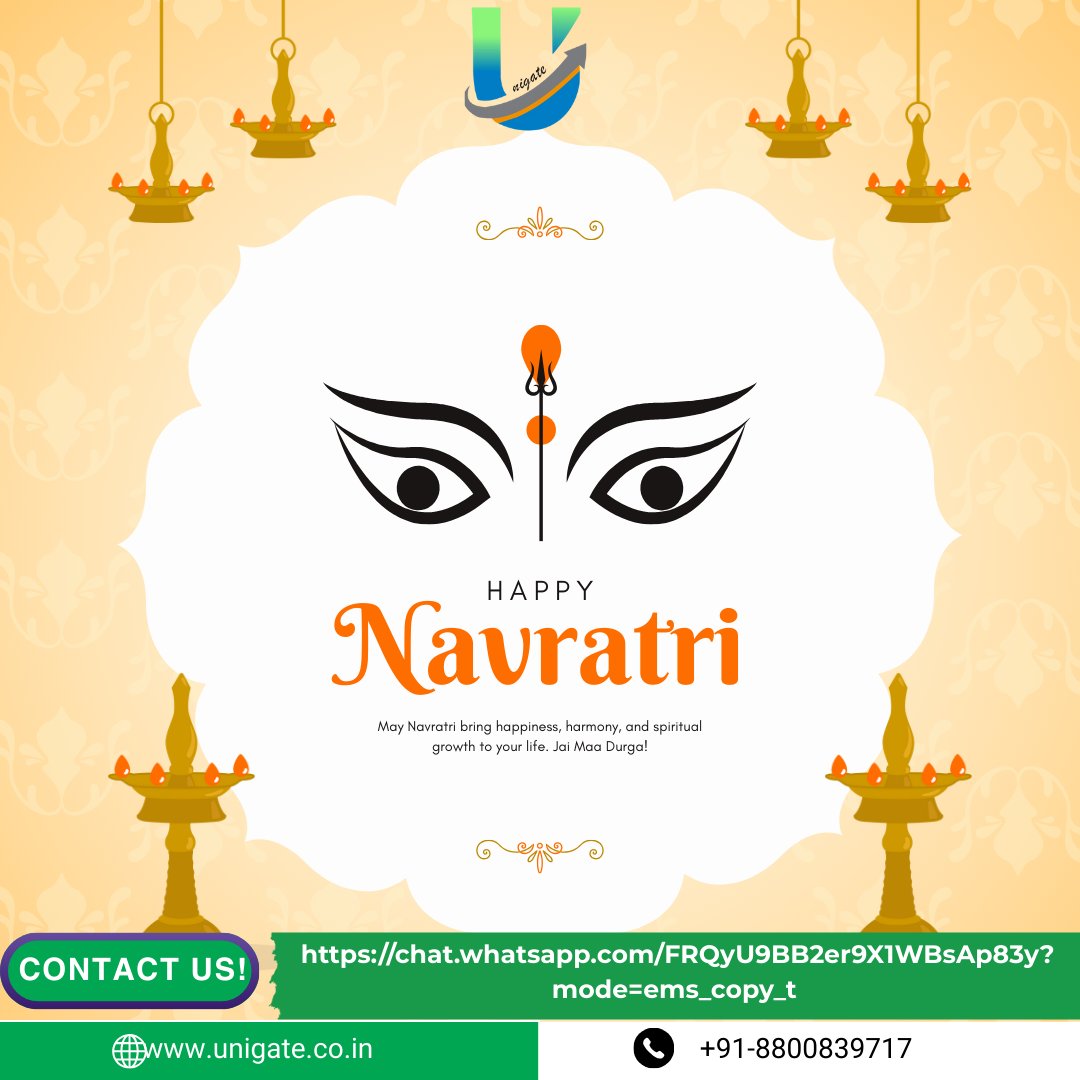 UnigateF's tweet photo. 🌺 Navratri is here!
May Maa Durga bless your path with prosperity and positivity.
✨ Greetings from UNIGATE.
💬 Join our community here:
https://t.co/08tGtOEWEc
👉 https://t.co/vdChKaCfGq | WhatsApp: +91-8800839717
#HappyNavratri #UNIGATE https://t.co/XG51FHzGh6