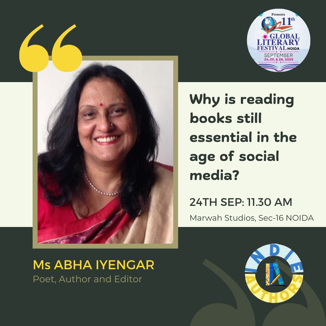 indieauthorsin's tweet photo. The Indie Authors Group has the pleasure of being associated with the 11th Global Literary Festival, Noida, from 24th to 26th September 2025.  #GLFNOIDA @abhaiyengar @AshishRastogi12 RachitGupta SanjayChandra https://t.co/sD72YEZNos