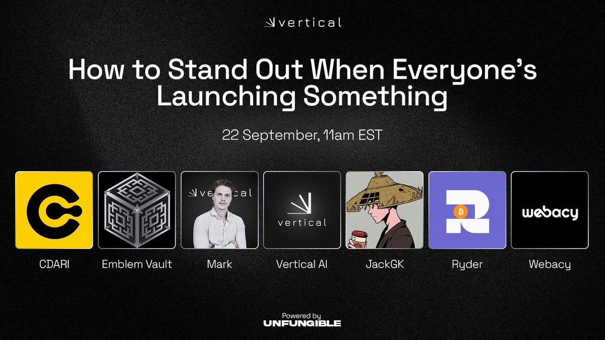 How to stand out when everyone's launching   something ⚡️

We'll discuss that this afternoon in our X Space with some of the top industry leaders and projects!

Space starts at 11 AM EST  

We hope to see you there!