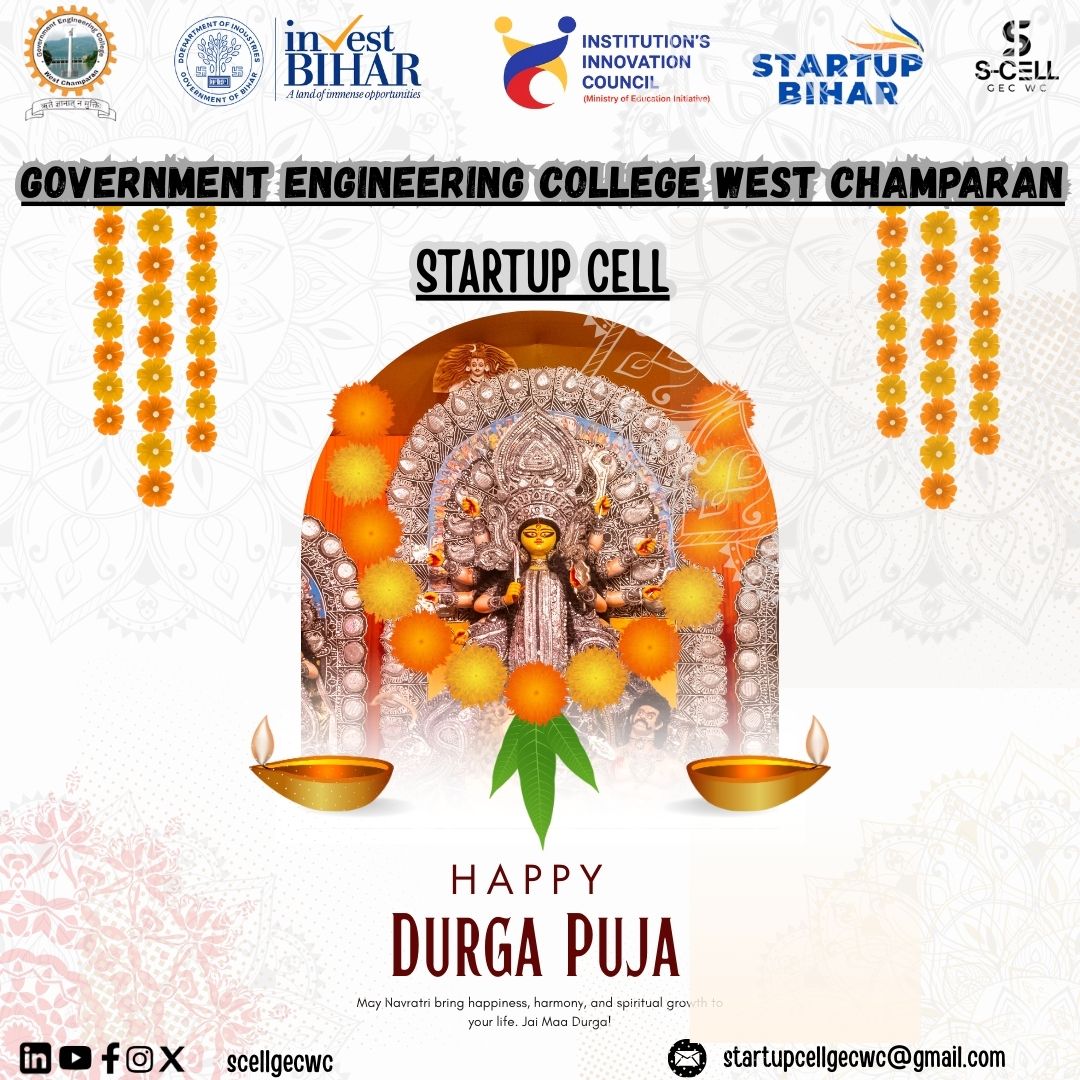 scellgecwc's tweet image. 🌸✨ Welcoming Maa Durga on this auspicious first day of Navratri!
Startup Cell wishes everyone happiness, prosperity, and strength to chase their dreams. 🚀💡#startupcell #scellgewc #startupbihar #innovation #enterpreneurship