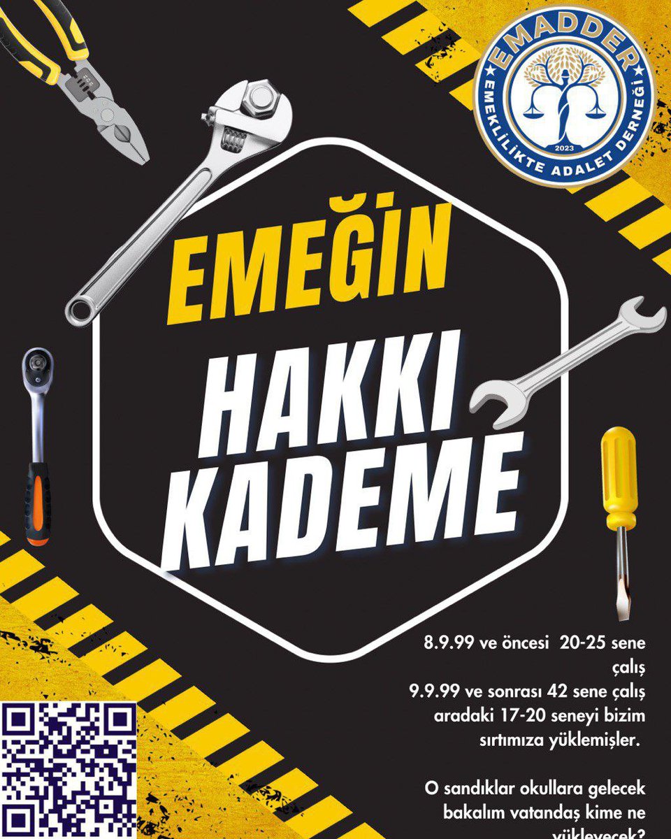 ‼️📣 YENİ TAG 📣‼️
👇👇👇👇👇👇
#EmeginHakkıKademe

Emeklilikte adalet, sadece bir sosyal hak değil, anayasal bir haktır. 08.09.1999 sonrası sgk giriş'li çalışan milyonlarca kişi, aynı işi yapan meslektaşlarına göre haksız ve keyfi bir şekilde geride bırakıldı. Bu ayrımcılık,