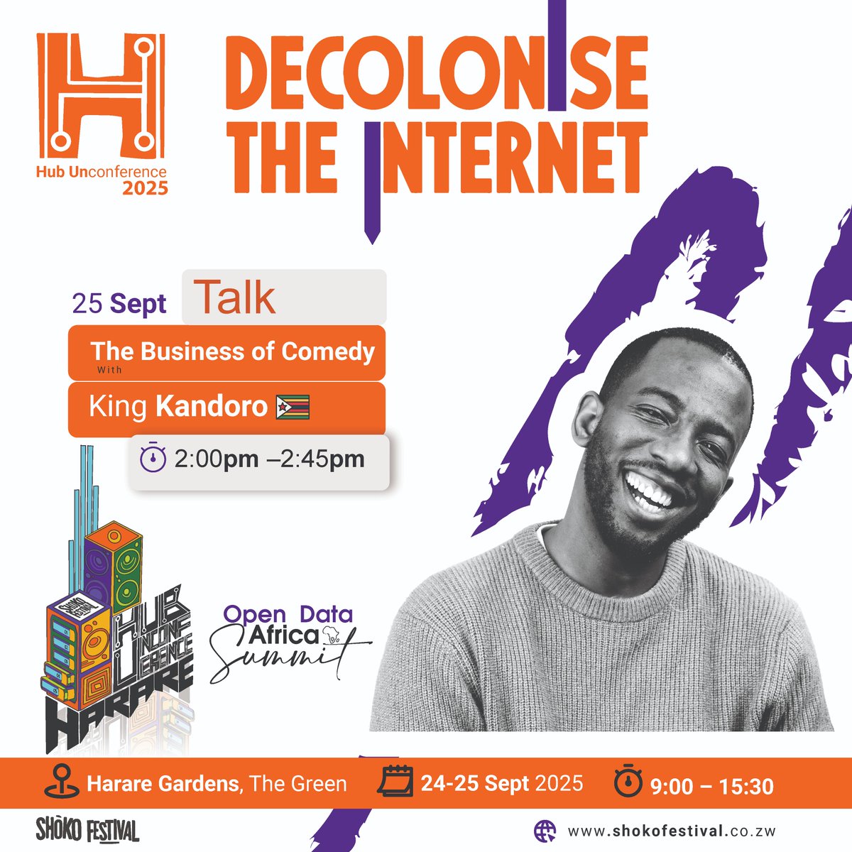 MagambaNetwork's tweet image. Innovation// Laughter// Bold ideas.

The #HubUnconference is back!
📅 24–25 Sept | 📍 Harare Gardens

Don’t miss the Business of Comedy session featuring comedy greats King Kandoro, Justine Wanda &amp;amp; Ngonidzashe Munetsiwa.

Register to attend: docs.google.com/forms/d/e/1FAI…

#TheHubZW