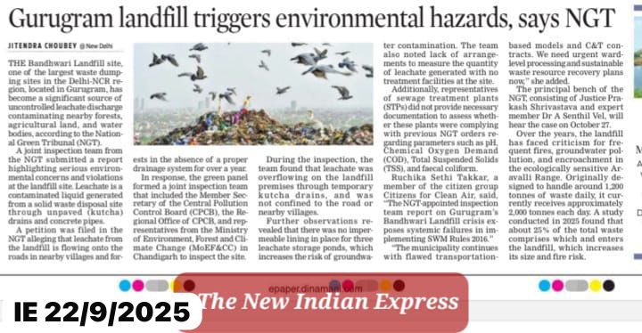 cleanAirBharat's tweet image. NGT has highlighted environmental hazards at #Gurugram's #Bandhwari #landfill: #leachate #contaminating #forests, #land &amp;amp; #water. ! The gross neglect and overlooking the provisions u/15 of SWM Rules 2016 - has led to this  irreversible damage and puts entire city and neighbouring