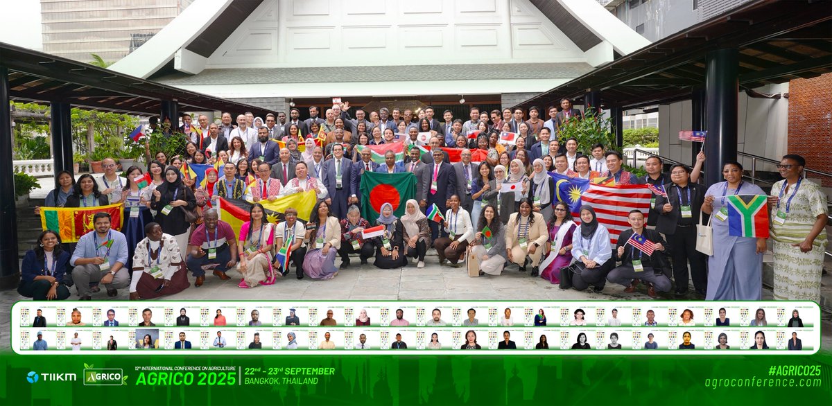 𝐎𝐟𝐟𝐢𝐜𝐢𝐚𝐥 𝐆𝐫𝐨𝐮𝐩 𝐏𝐡𝐨𝐭𝐨 𝐨𝐟 𝟏𝟐𝐭𝐡 𝐈𝐧𝐭𝐞𝐫𝐧𝐚𝐭𝐢𝐨𝐧𝐚𝐥 𝐂𝐨𝐧𝐟𝐞𝐫𝐞𝐧𝐜𝐞 𝐨𝐧 𝐀𝐠𝐫𝐢𝐜𝐮𝐥𝐭𝐮𝐫𝐞 (𝐀𝐆𝐑𝐈𝐂𝐎 𝟐𝟎𝟐𝟓)
Bangkok, Thailand|  160+ Experts |   30 + Countries

#AGRICO2025 #SustainableAgriculture #FoodSecurity  #GlobalVoices #TIIKM