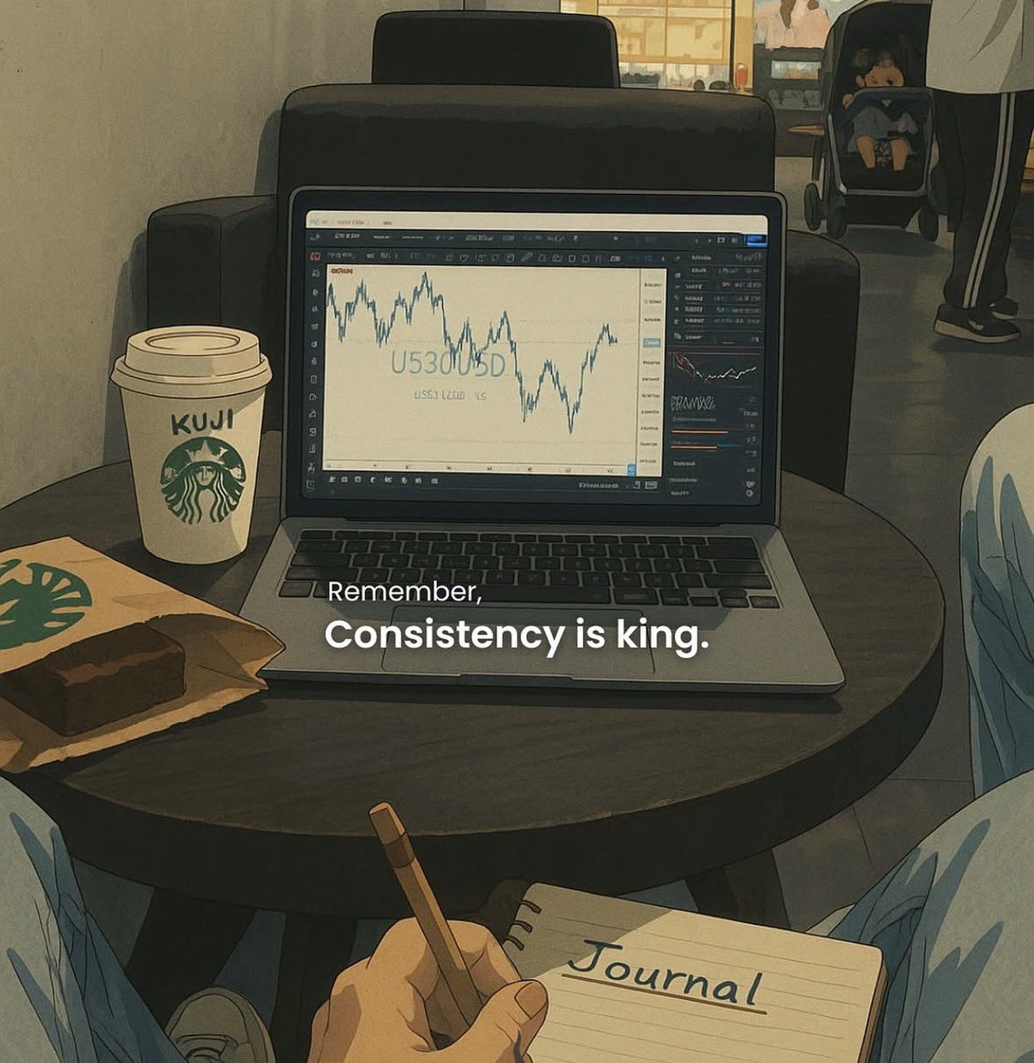 theforexmind's tweet image. Good morning Dear Traders,
Big wins don’t come from chasing hype, they come from showing up, even on the boring days.
➺Keep logging, 
➺keep learning,
 ➺keep stacking small steps.
Consistency is how you turn effort into mastery. #StayConsistent 👑
