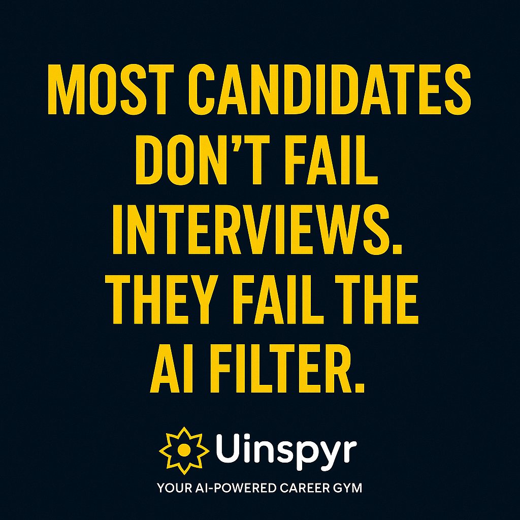 uinspyr's tweet image. Most candidates don’t fail interviews. They fail the #AI filter before the interview even begins. @uinspyr is your AI-powered career gym.  ⚡ Train smart. Win big.
#careergym #aiinterviews #JobSearch2025 #uinspyr #interviewpreparation #futureofwork #FAANGPrep #LevelUpYourCareer