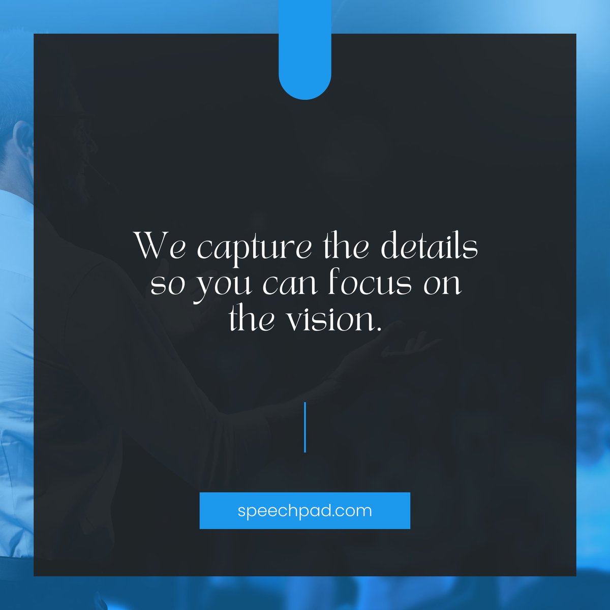 speechpad's tweet image. Accurate transcripts give you back time to focus on ideas, connections, and what’s ahead. Leave the listening to us.

#TimeWellSpent #IdeasInAction #BetterFuture