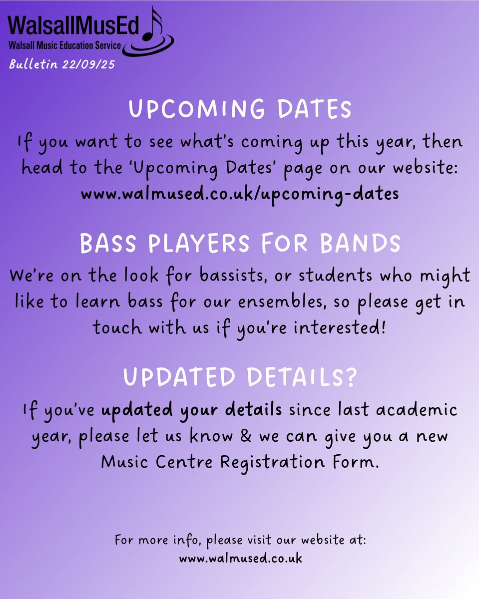 Weekly bulletin here as usual! More updates to follow this week too! 😀