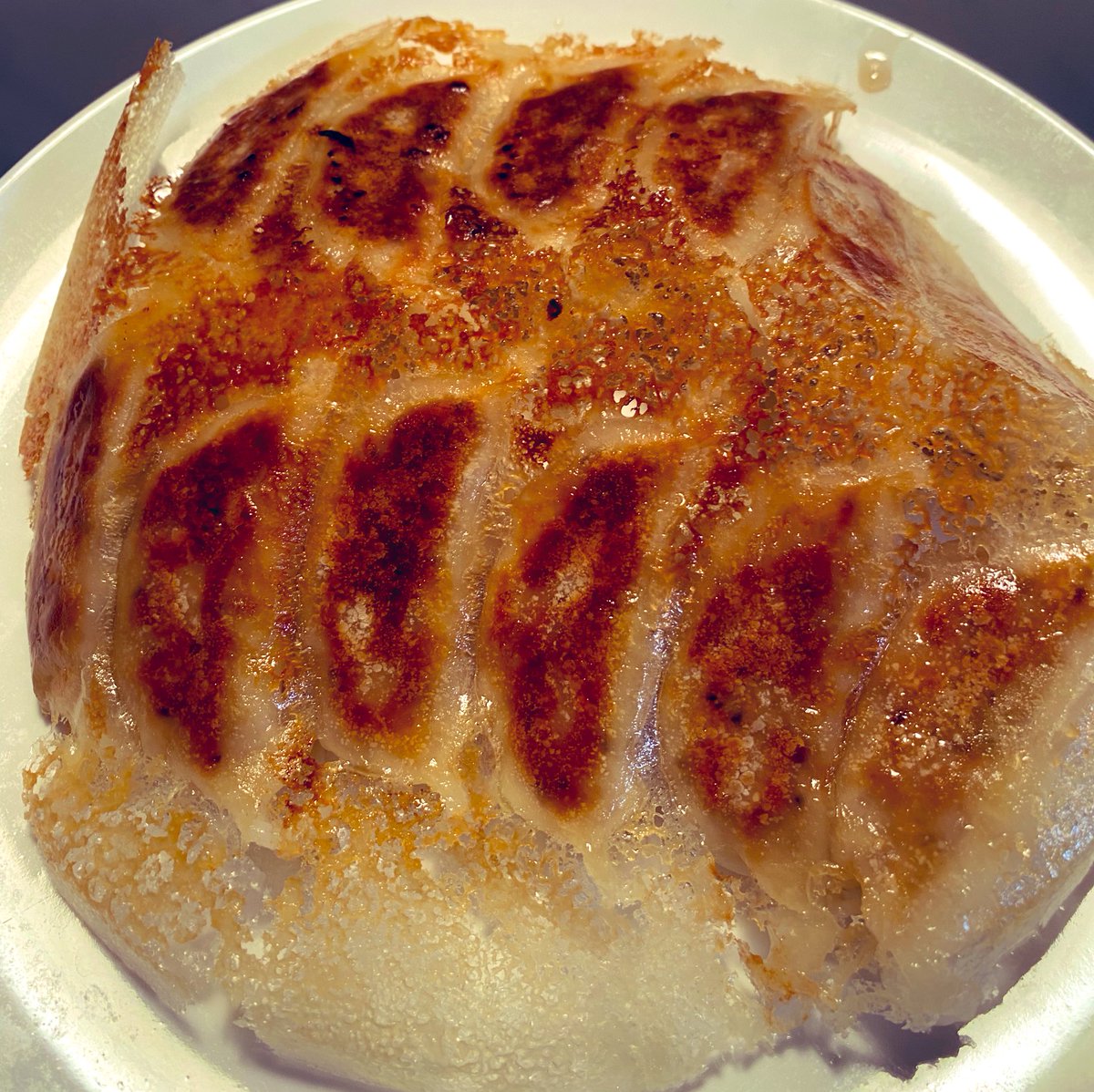 duKTybYb7QMwtrx's tweet image. きれいに餃子焼けたよ🥟
食べる人ー✋
#飯テロ　#餃子