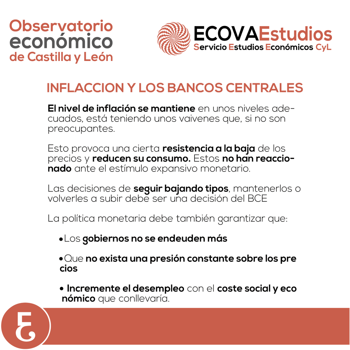 INFLACCION Y LOS BANCOS CENTRALES 👉 El nivel de inflación se mantiene en unos niveles adecuados, está teniendo unos vaivenes que, si no son preocupantes.