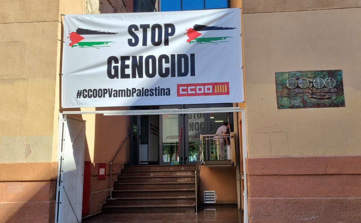 Condemnem el genocidi que l'Estat d'Israel està perpetrant contra la població de Gaza. Per la pau i la justicia #CCOOPVambPalestina