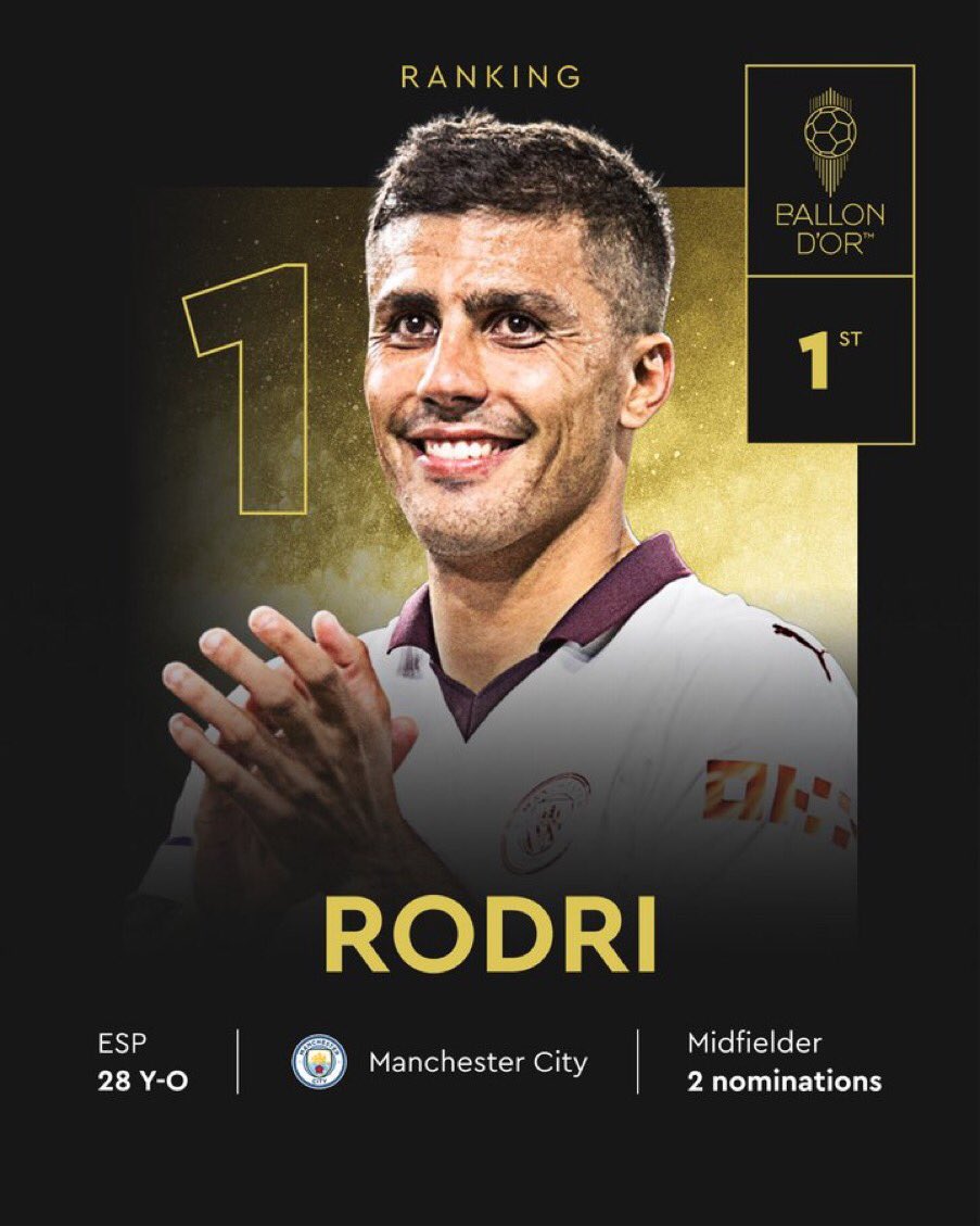 Hoy entregaran el balon de oro y ustedes diran, que raro no me habia enterado, nunca podremos agradecer a Rodri lo suficiente el que le quitara al Vinicius el trofeo el año pasado, Florentino veta el premio,  sus lacayos no hablan de el y nosotros nos libramos de la turra. 😎