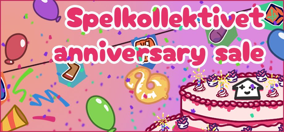 spelkollektiv's tweet image. Earlier this month, on September 1st, Spelkollektivet turned 8!
Now, 4 weeks later, we are celebrating our anniversary with a Steam Sale featuring games that have been made at Spelkollektivet!
Check it out - linked below