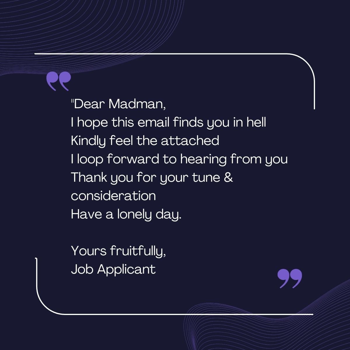 Proof that adrenaline and keyboards don't mix😄"Shout-out to our last minute soldiers"👇 We see your 11:59 PM applications.

Tip: Normalize proofreading. Submit early. Stand out.