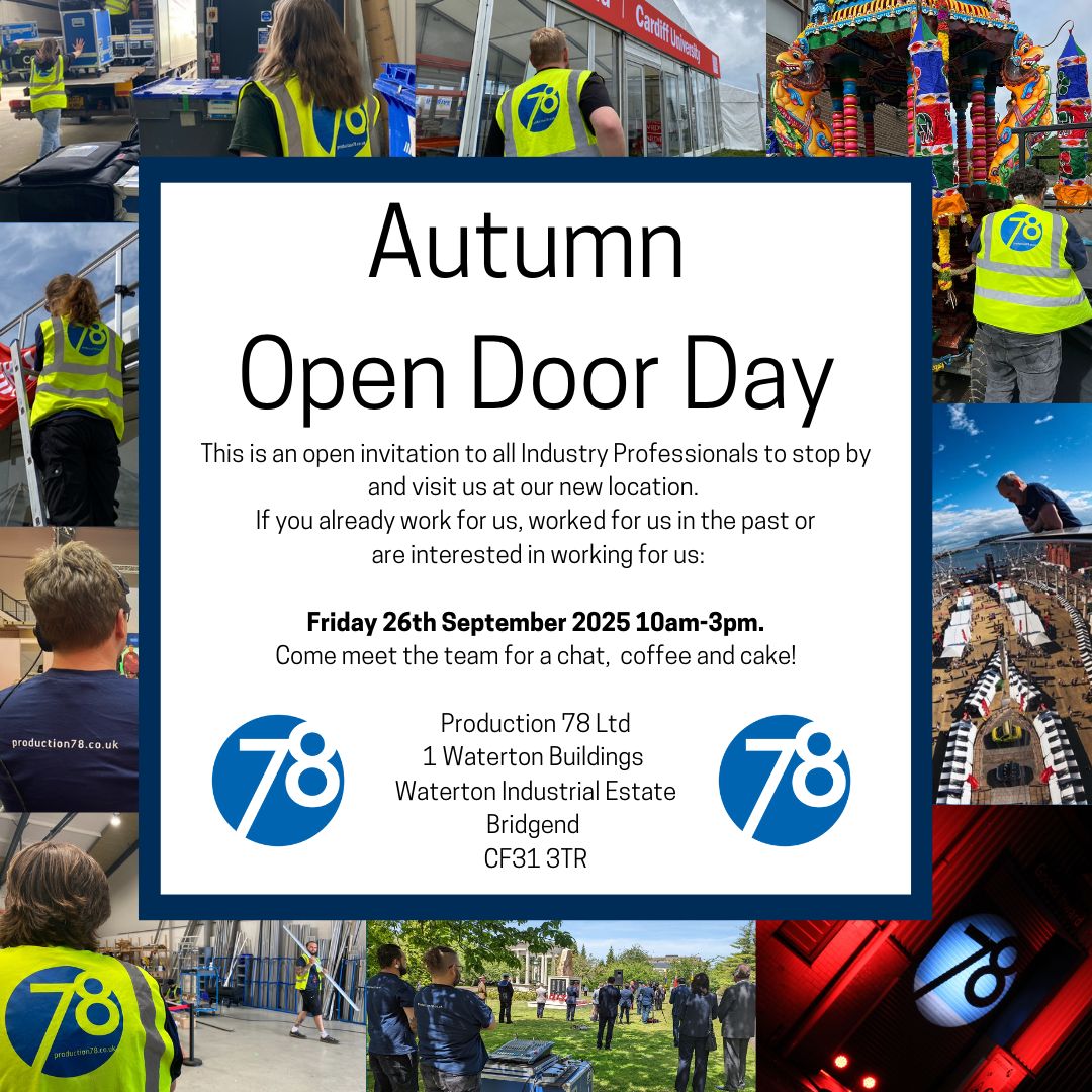PSA Member news - <a href="/tweeter78/">Production 78</a> are holding an Autumn Open Door Day.

If you'd like to meet the team, or are interested in finding out more about working for them drop by their offices and see them:
📅 Friday, 26th September 2025
🕙 10 AM – 3 PM

#PSAMemberNews #LiveProduction