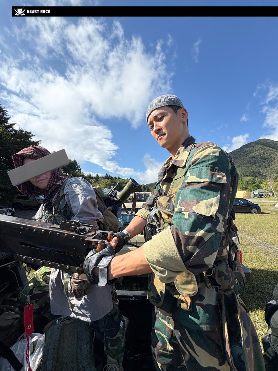 #heartrock2025
お疲れ様でした！
初参加で傭兵グループに勤めてました！
めちゃくちゃ楽しく出来てあの人数を統括してた運営の方々から、参加者の方々のお陰です。ありがとうございました！

装備はチェチェン解放軍をイメージして
Les迷彩と現地でワサビさんから買った
イスラム帽子が合わさって良き