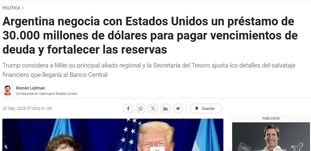 Werthein: "No han comenzado negociaciones (sobre un préstamo del Tesoro de EE.UU.)".

youtube.com/watch?v=JEY5Q9…