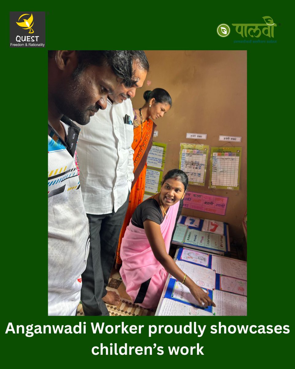 QuestorgQuest's tweet image. Kalpana Gare, AW worker, Saprewadi (Dist Palghar) recently conducted a project on ‘Myself &amp;amp; my family’ in her #Anganwadi. She engaged the children in fun activities, using language, mathematics and creativity. Then she invited parents and villagers to see children&apos;s work. #ECE