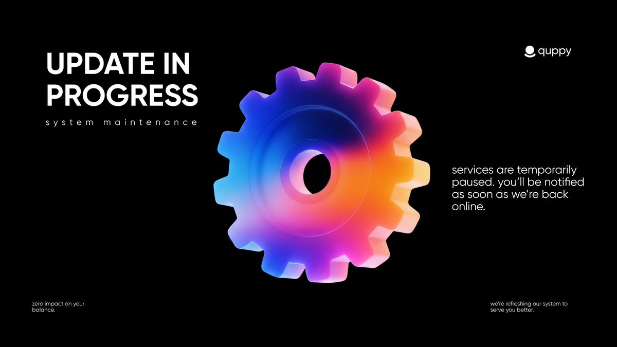Update in progress ⚙️
Quppy services are temporarily unavailable due to scheduled maintenance. We’ll notify you as soon as everything is back online.
Thank you for your patience!