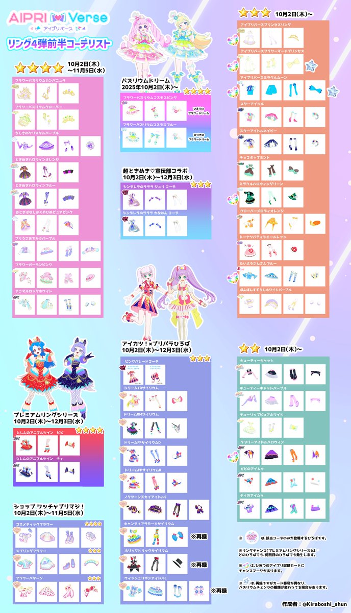 10/2（木）から始まるアイプリバース「リング4弾 前半」のコーデリストを作成しました！良識の範囲でお使いください！✨ 

#アイプリ 
#アイプリバース 
#アイプリコーデリスト